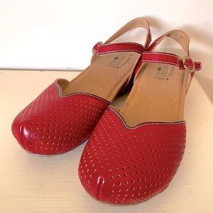 Spring Step by L’Artiste red leather Mary Jane wedges